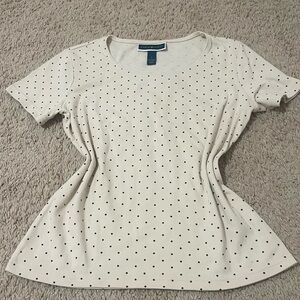 Karen Scott Cream Polka Dot Tee